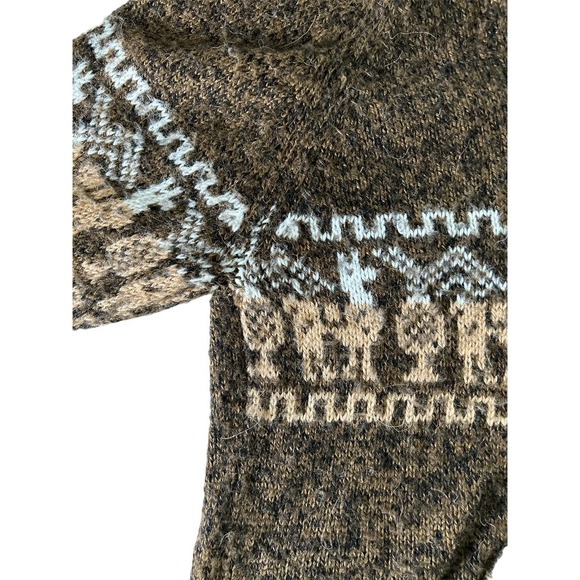 Alpaca Exotic Imports Size‎ Small Handmade Alpaca Hooded Tasseled Sweater Brown - Picture 7 of 8